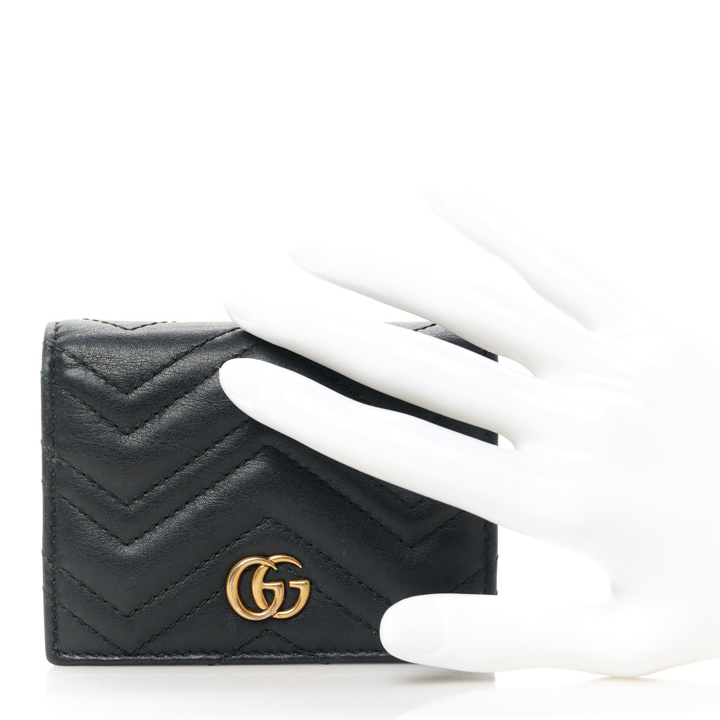 Calfskin Matelasse GG Marmont Card Case Black