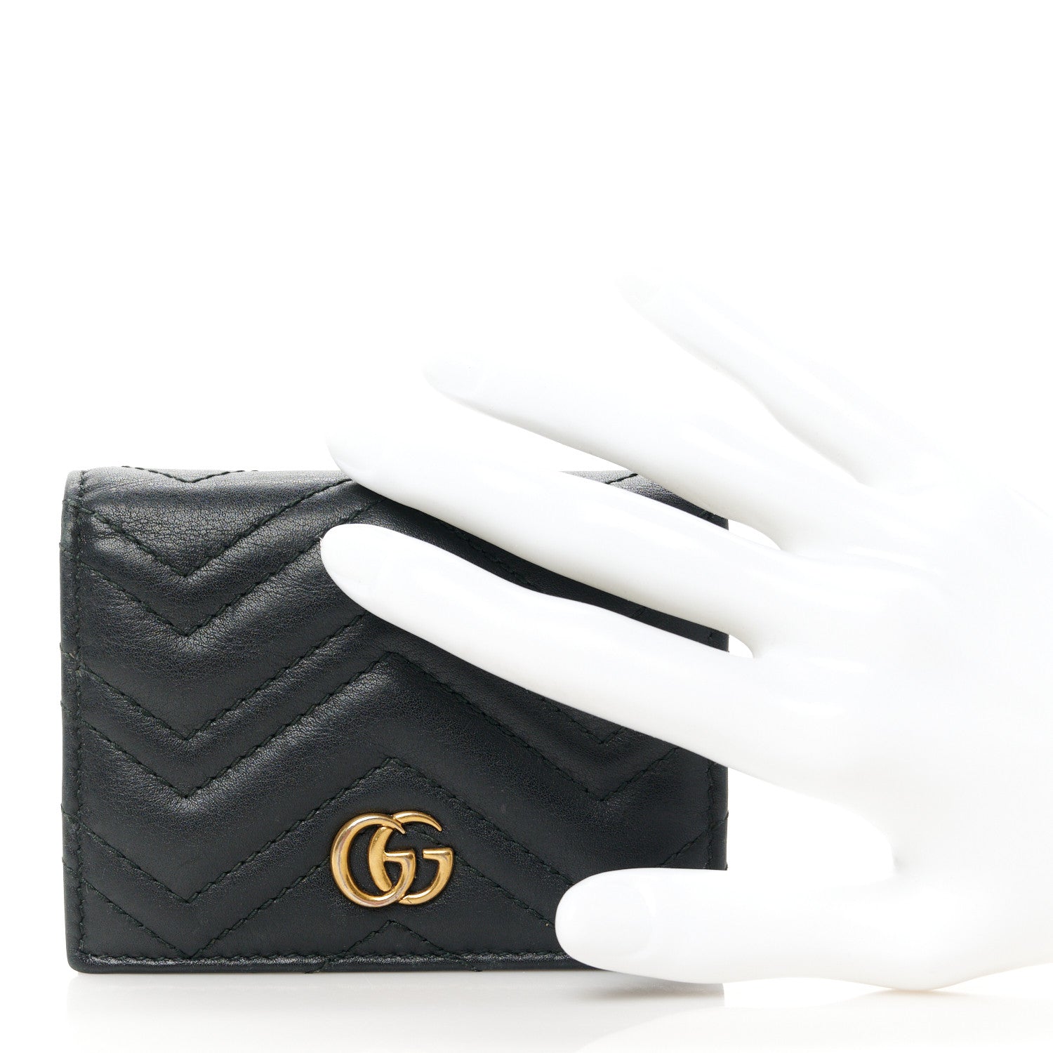 Gucci Calfskin Matelasse GG Marmont Card Case Black 2 of 10