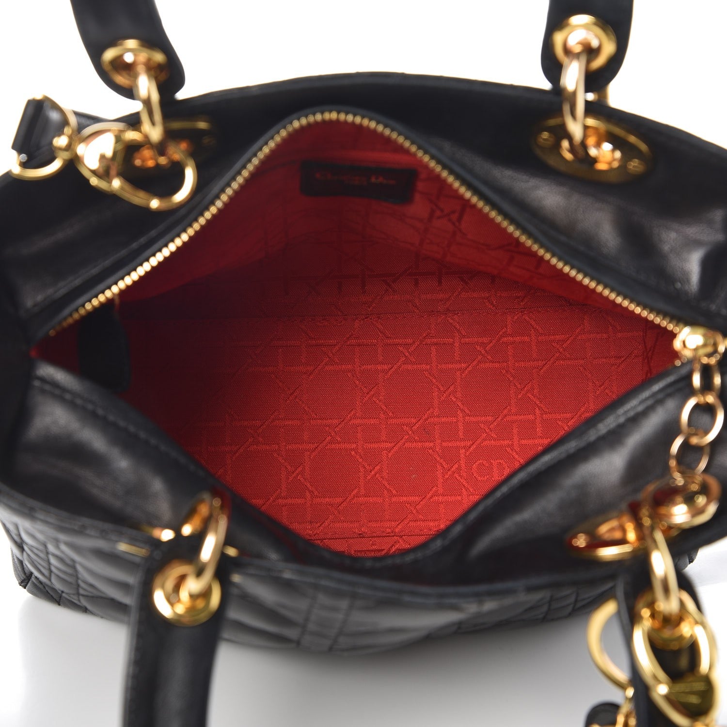 Christian Dior Lambskin Cannage Medium Lady Dior Black 6 of 12