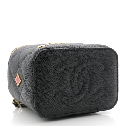 Chanel Caviar Quilted Enamel Coco Casino Mini Vanity Case With Chain Black 4 of 11