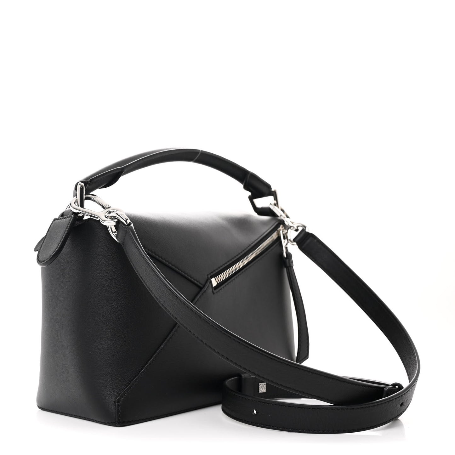 Calfskin Small Puzzle Edge Bag Black