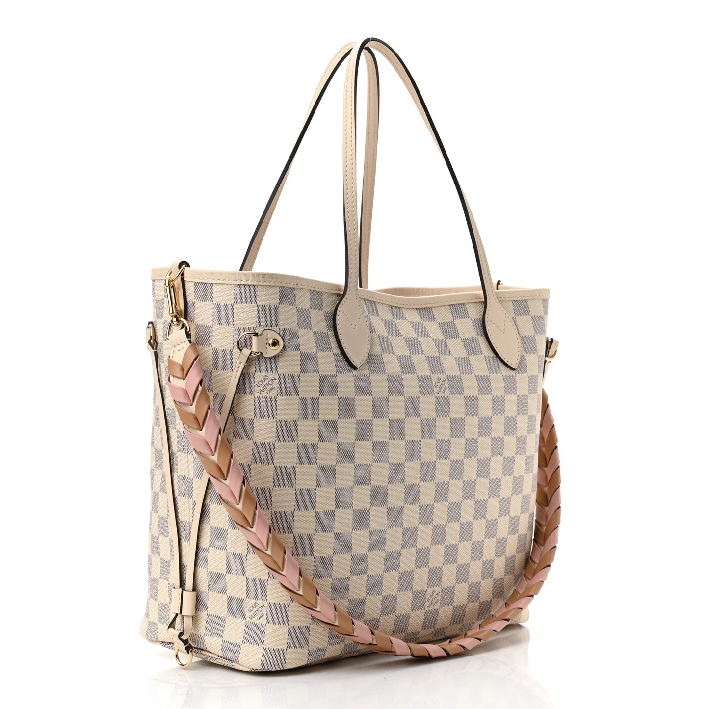 Damier Azur Braided Neverfull MM Pink