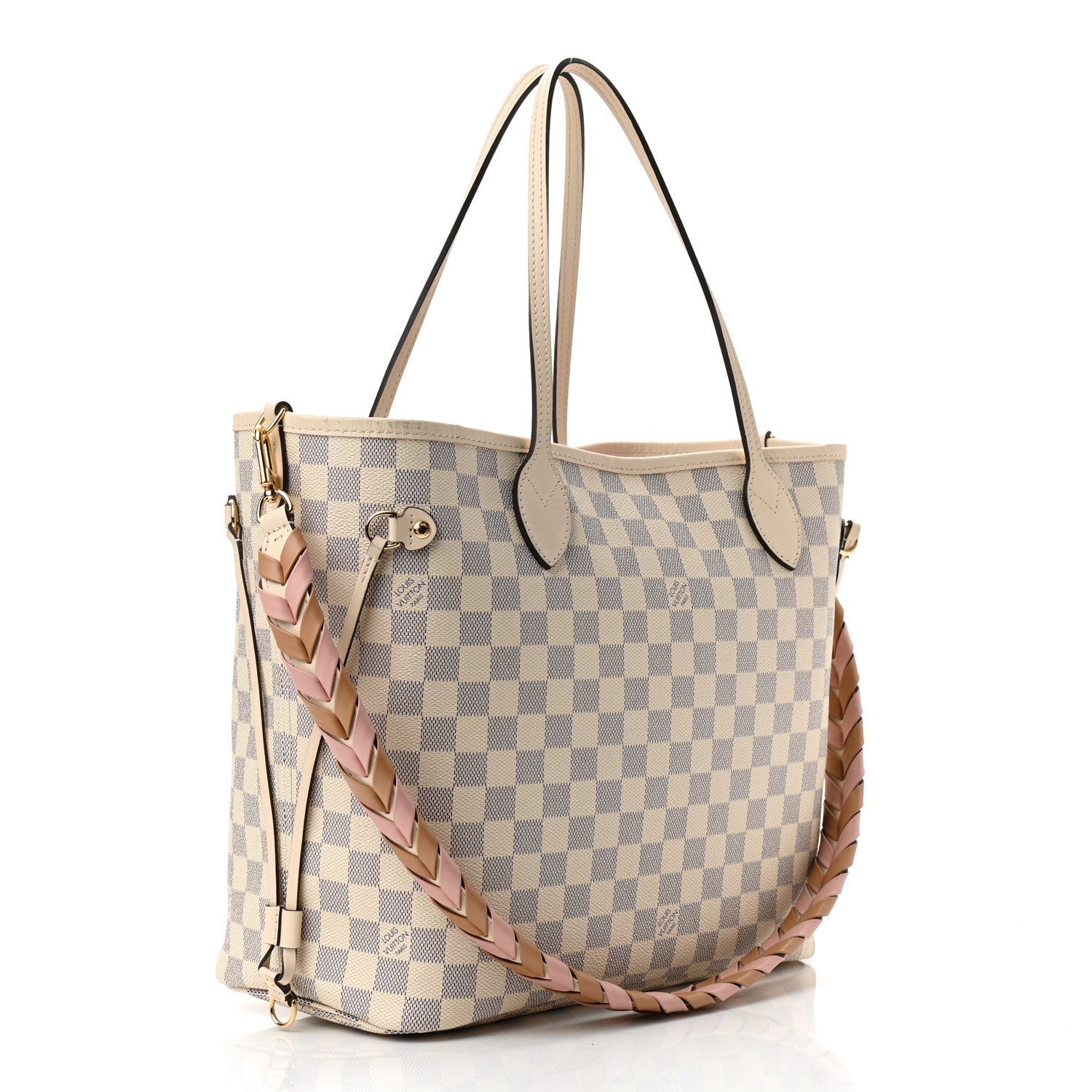Louis Vuitton Damier Azur Braided Neverfull MM Pink 4 of 10