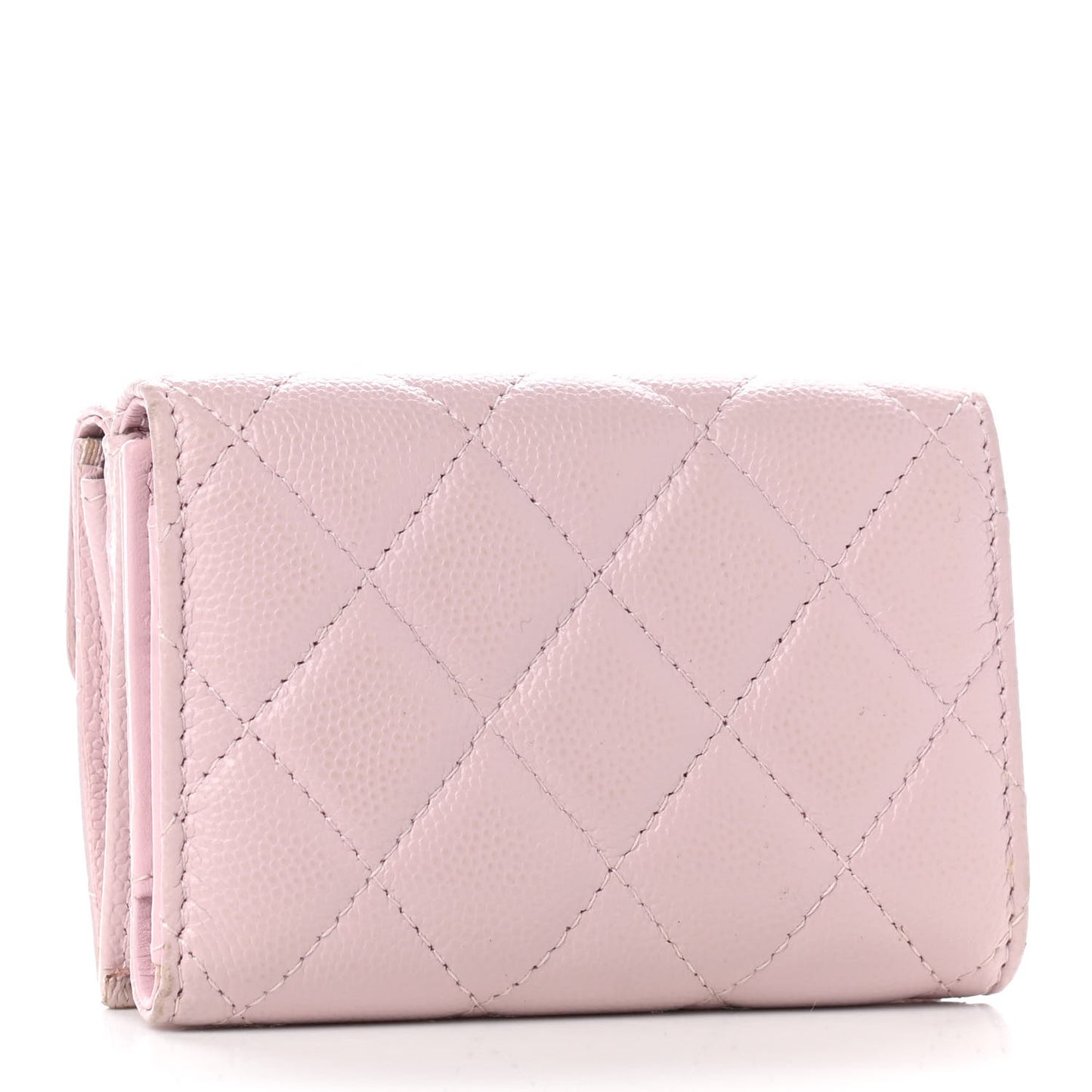 Lambskin Quilted Double Flap Wallet Light Pink