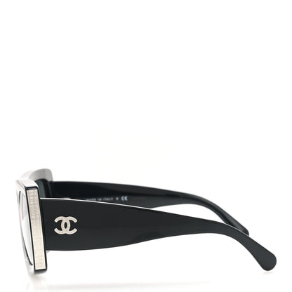 Chanel Acetate Rectangle Sunglasses 5435 Black Grey 3 of 8