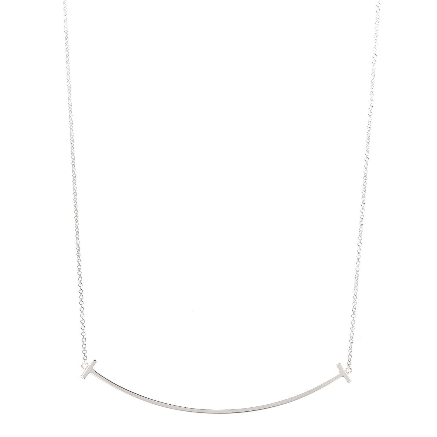 Sterling Silver Large T Smile Pendant Necklace