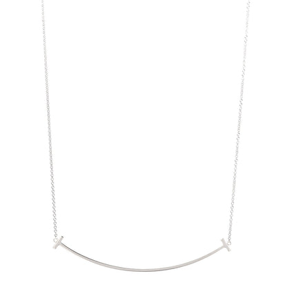 Tiffany Sterling Silver Large T Smile Pendant Necklace 1 of 6