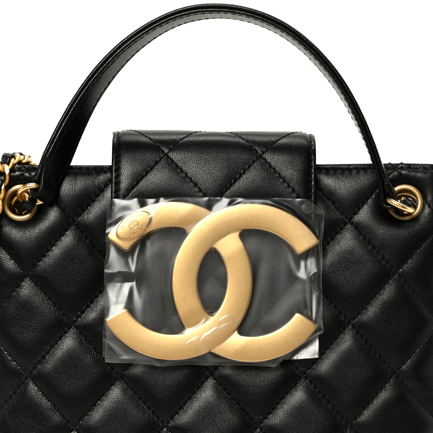 Chanel Lambskin Quilted Giant CC Shoulder Bag Black 1880477