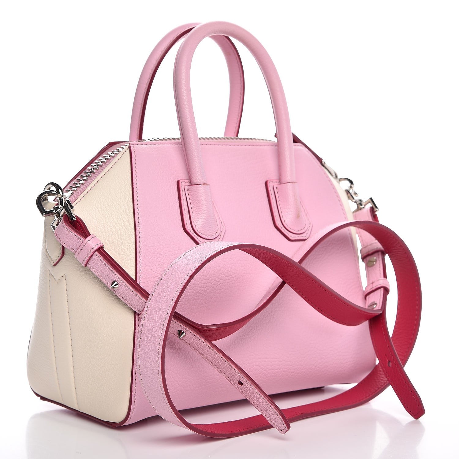 Givenchy Sugar Goatskin Mini Tri-Color Antigona Bright Pink White Fuchsia 3 of 8