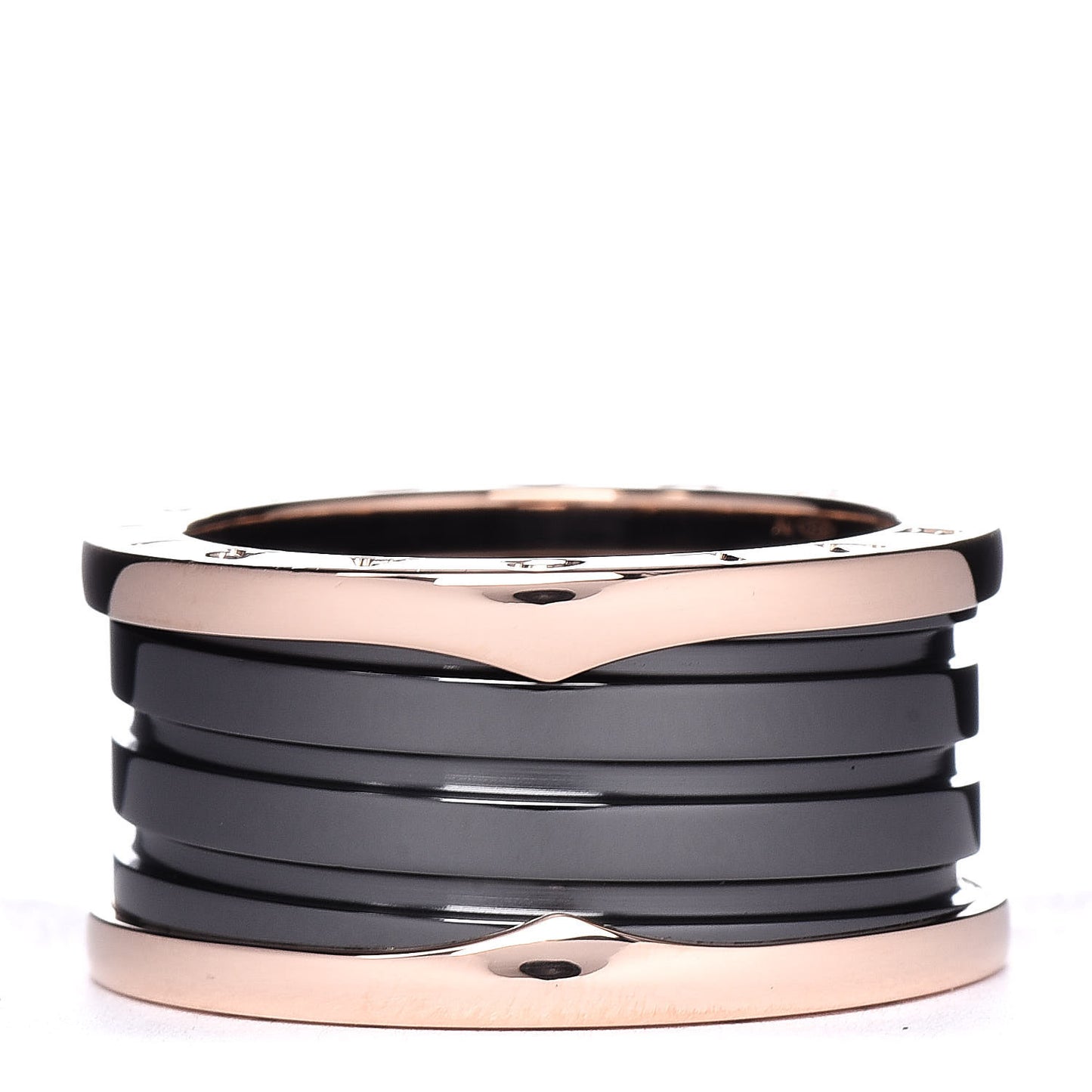 18K Rose Gold Black Ceramic B.Zero1 Four-Band Ring 59 8.75