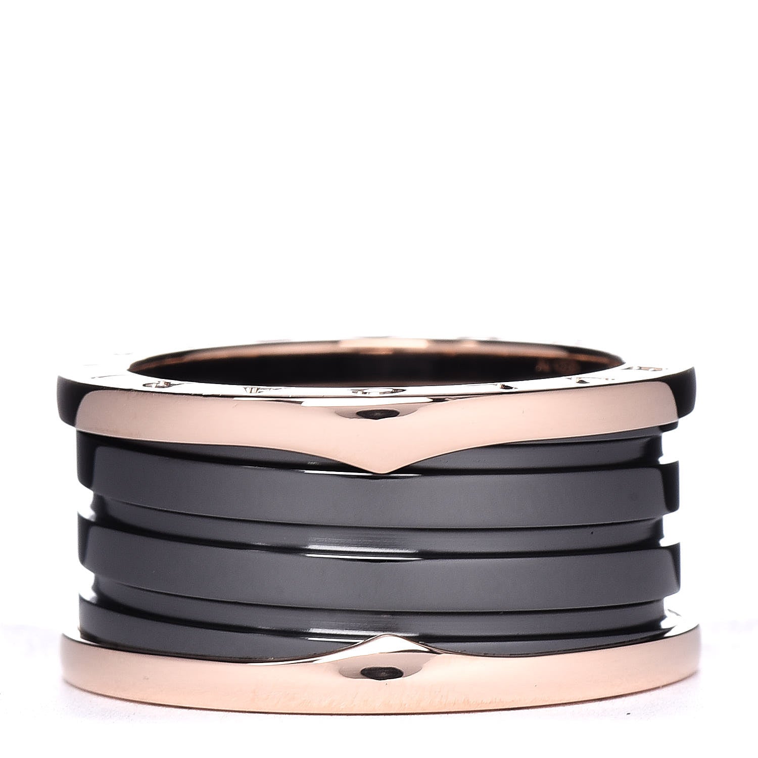 Bulgari 18K Rose Gold Black Ceramic B.Zero1 Four-Band Ring 59 8.75 1 of 6