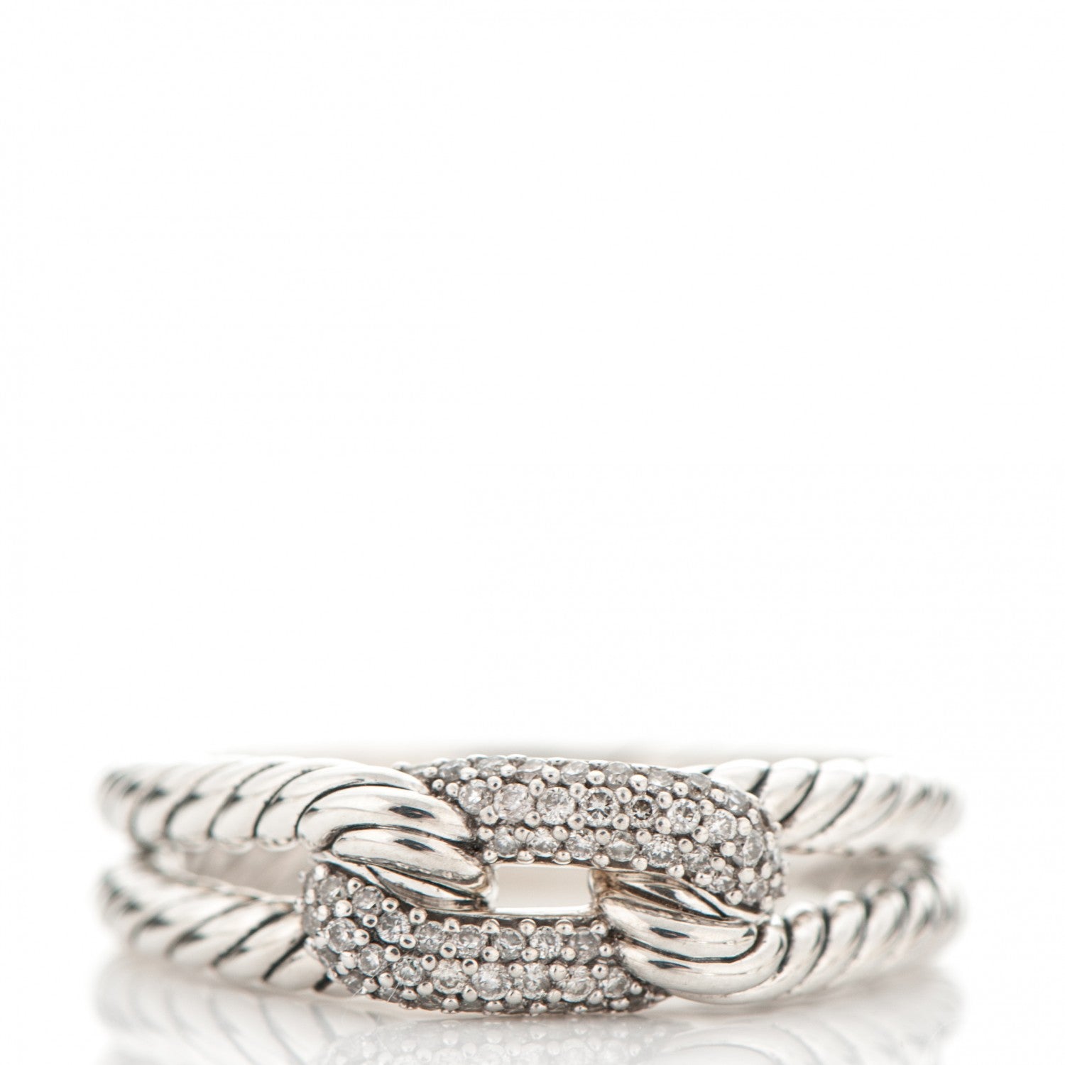 David Yurman Sterling Silver Diamond Petite Loop Labyrinth Ring 54 7 1 of 5