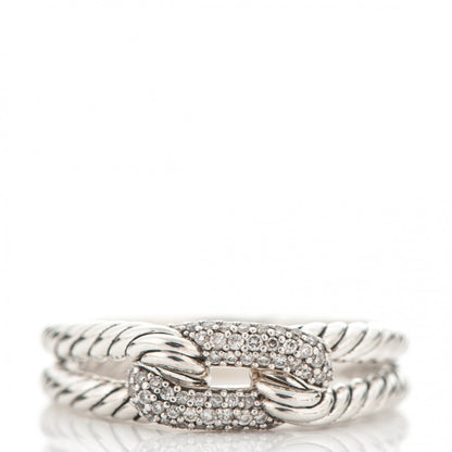 David Yurman Sterling Silver Diamond Petite Loop Labyrinth Ring 54 7 1 of 5