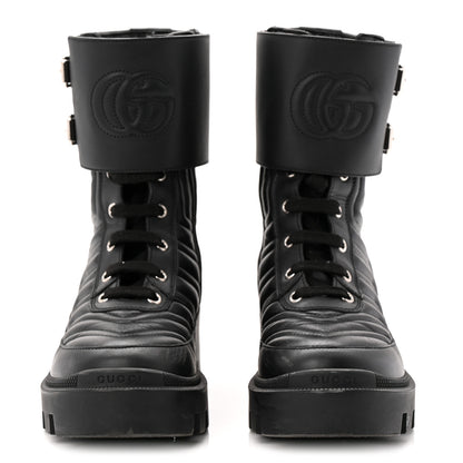 Gucci Nappa Frances GG Matelasse Platform Combat Boots 36 Black 2 of 10