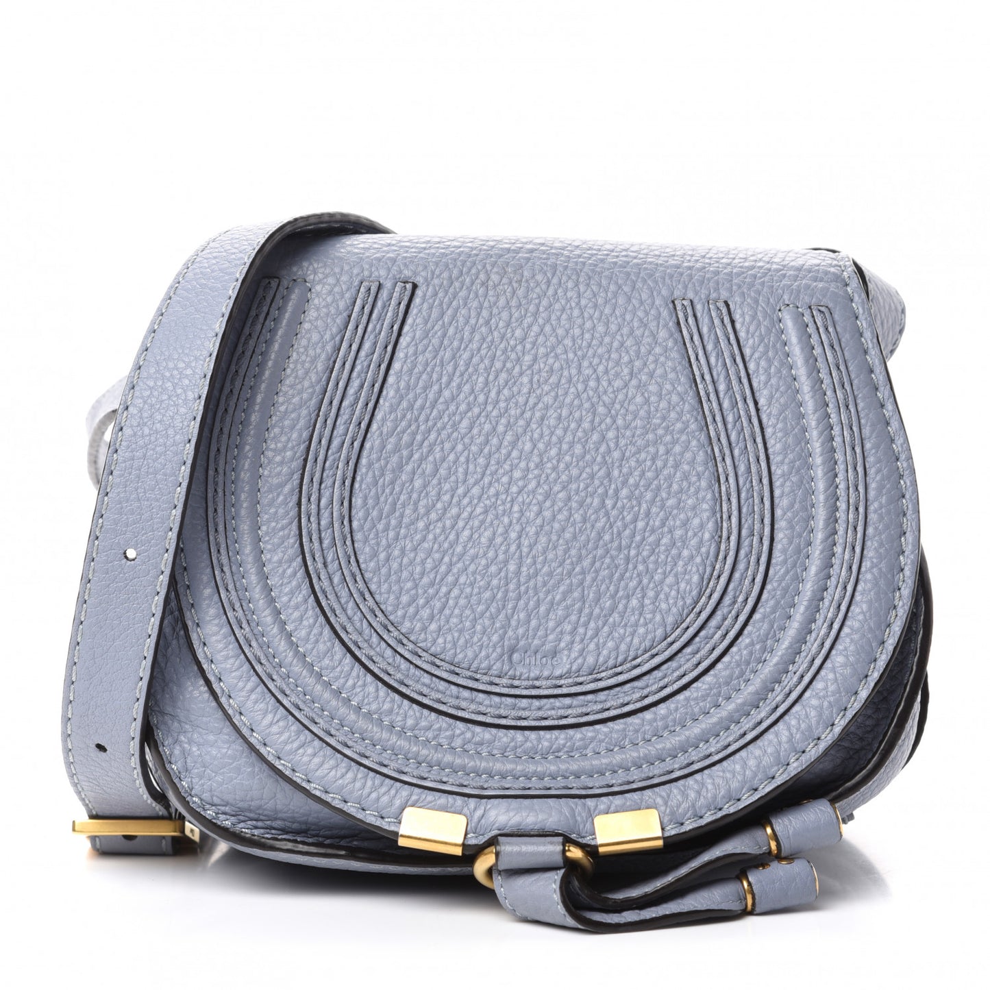 Calfskin Mini Marcie Round Crossbody Bag Washed Blue