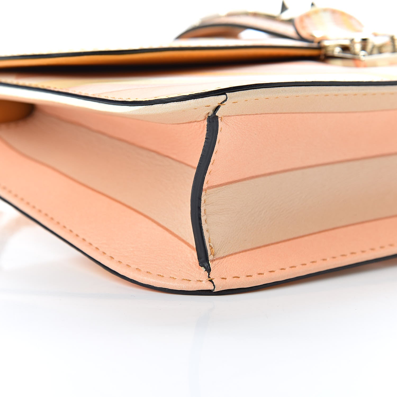 Valentino Garavani Vitello Native Couture 1975 Medium Glam Lock Rockstud Flap Mandarin Sorbet 8 of 9