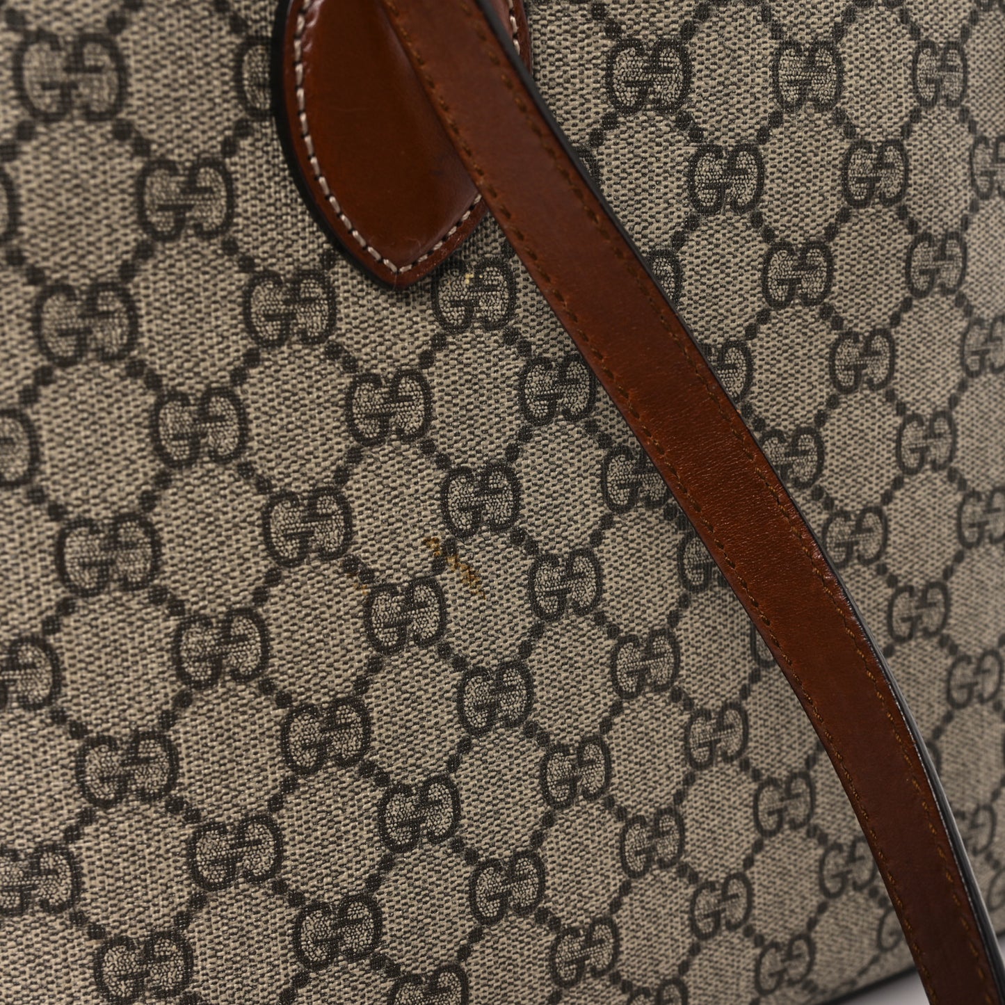 GG Supreme Monogram Linea A Foldover Tote Brown