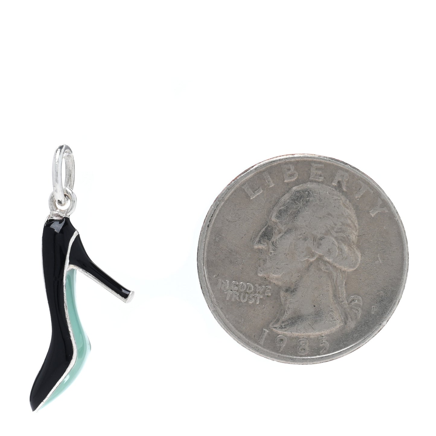 Sterling Silver Enamel Pump Charm Black Blue