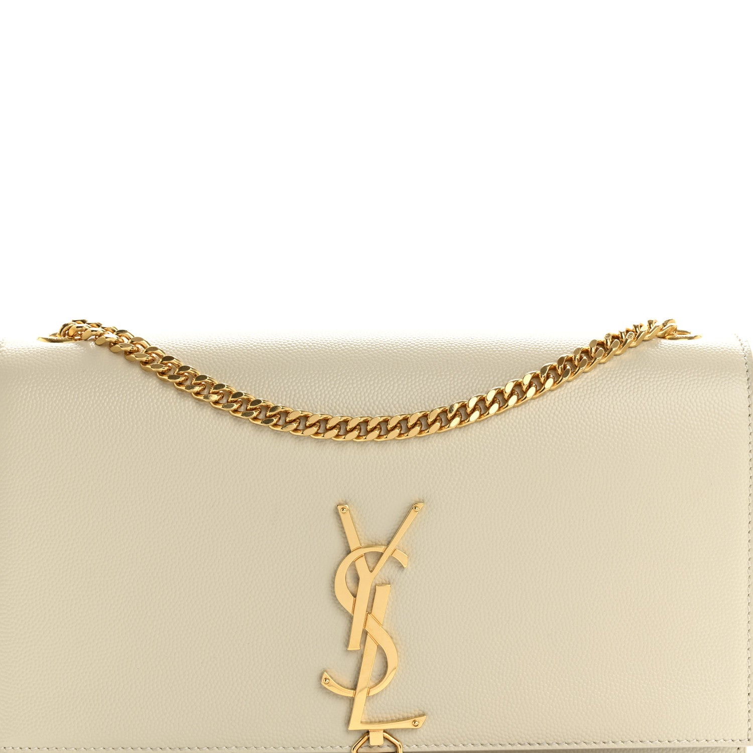 Saint Laurent Grain De Poudre Calfskin Medium Classic Monogram Kate Tassel Satchel Crema Soft 8 of 12