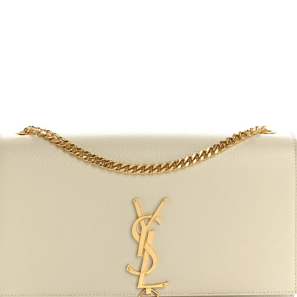 Saint Laurent Grain De Poudre Calfskin Medium Classic Monogram Kate Tassel Satchel Crema Soft 8 of 12