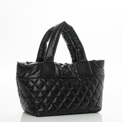 Chanel Nylon Quilted Coco Cocoon Medium Reversible Tote Black Red 3 of 7