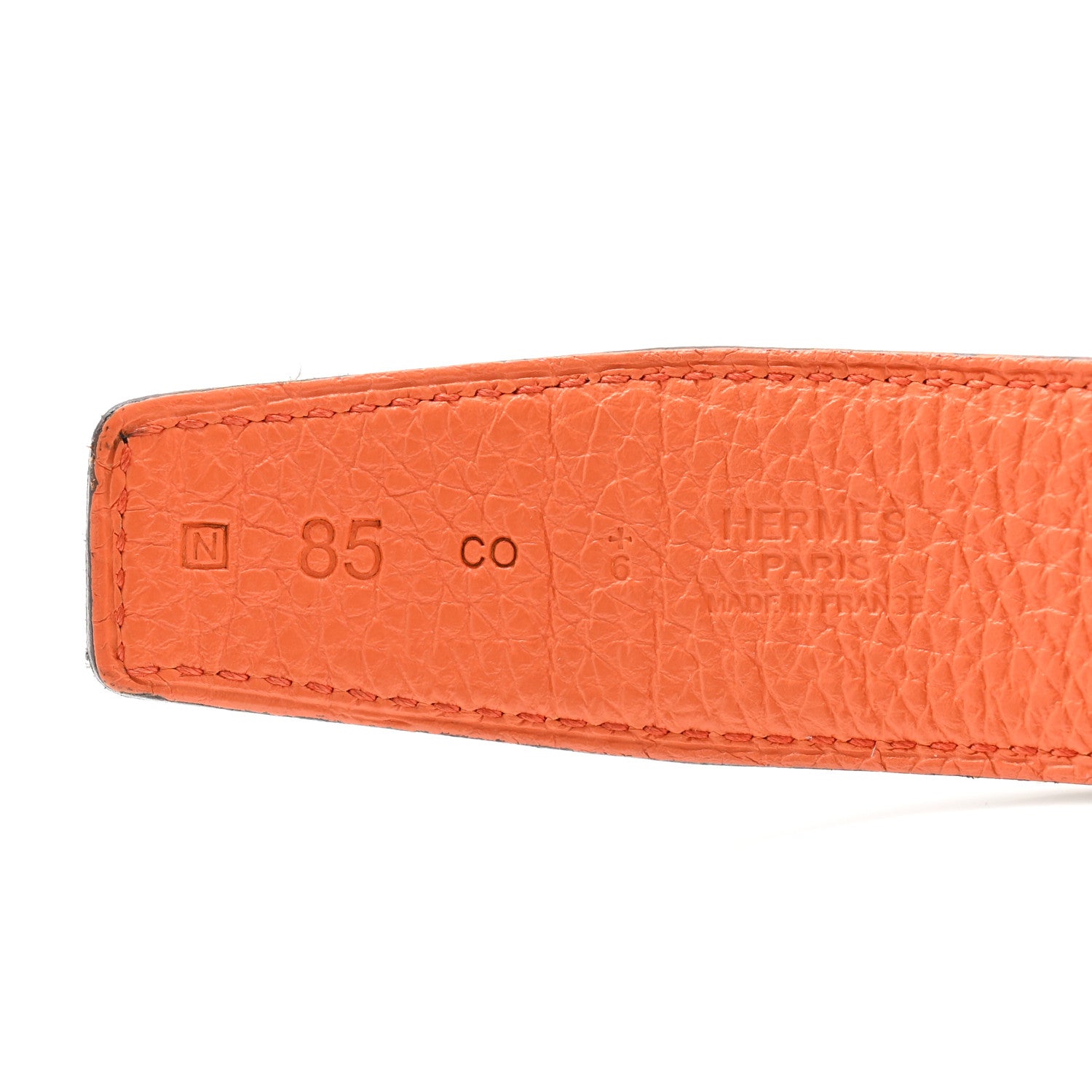 Hermes Box Togo 32mm H Belt 85 34 Black Orange 5 of 8