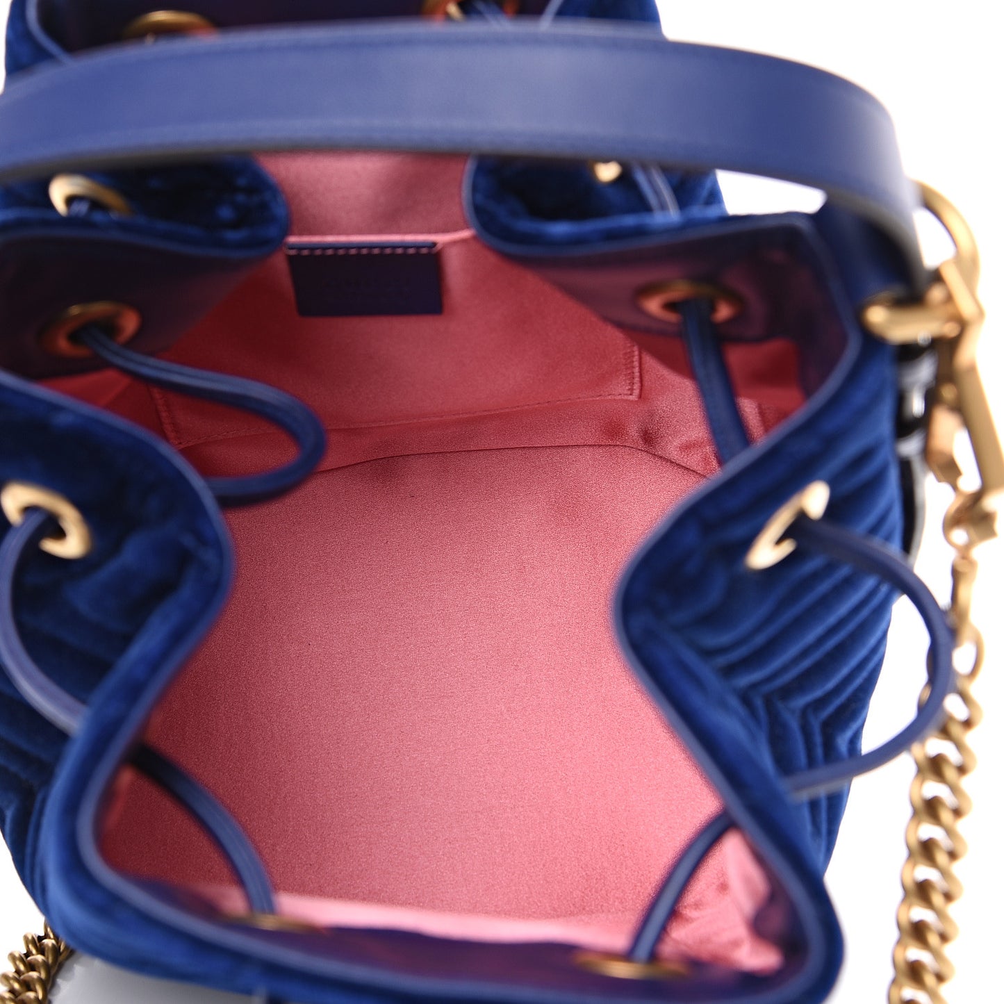 Velvet Matelasse GG Marmont Bucket Bag Cobalt Blue