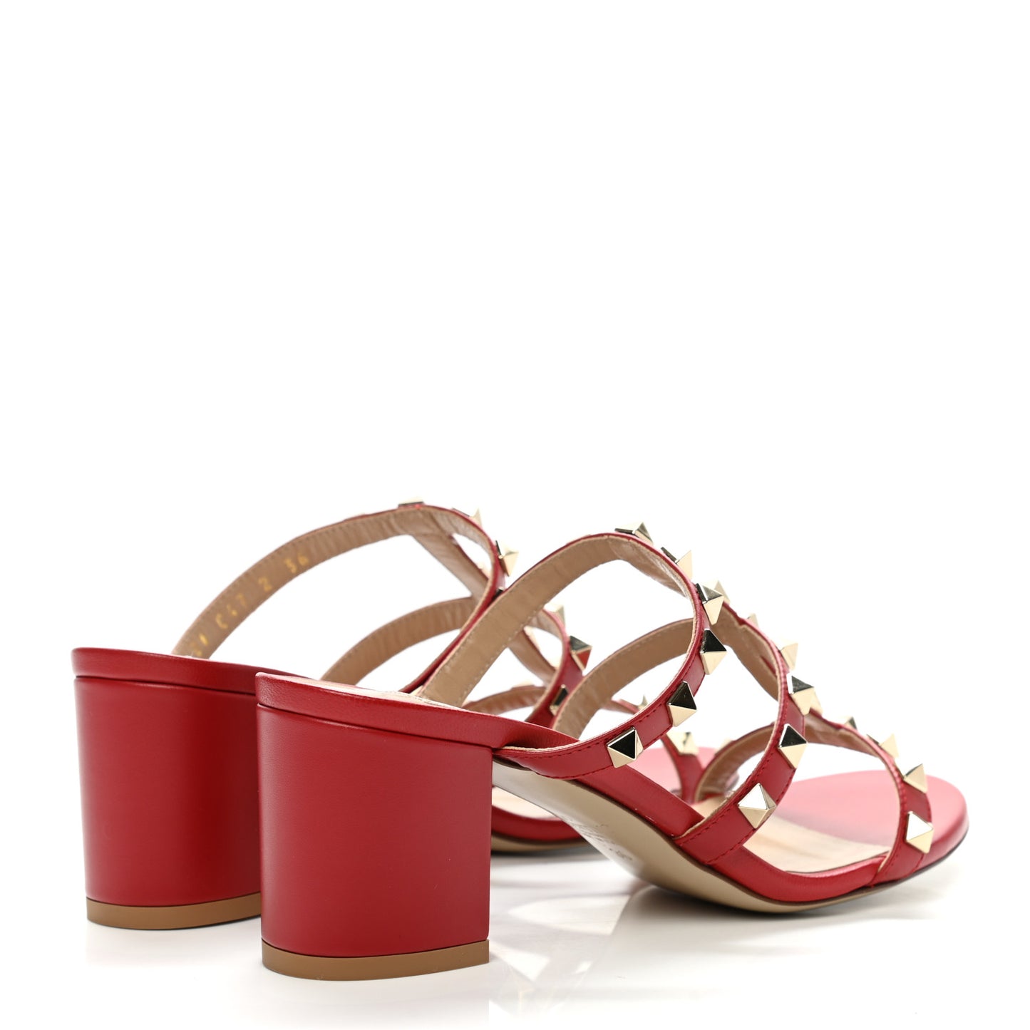 Calfskin Rockstud 60mm Caged Slide Sandals 36 Rosso Valentino