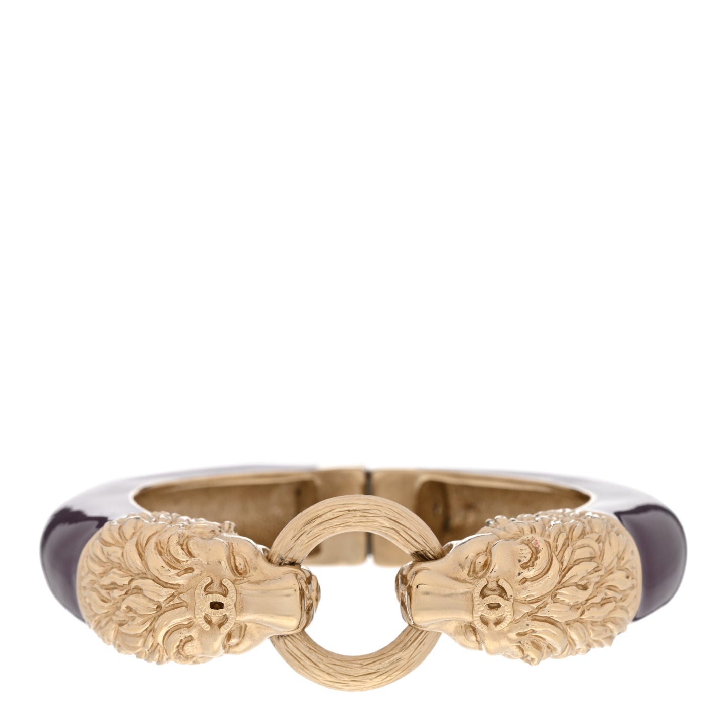 Enamel Lion Head Bracelet Purple Gold