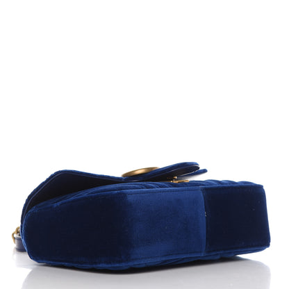 Gucci Velvet Matelasse Mini GG Marmont Shoulder Bag Cobalt Blue 4 of 10