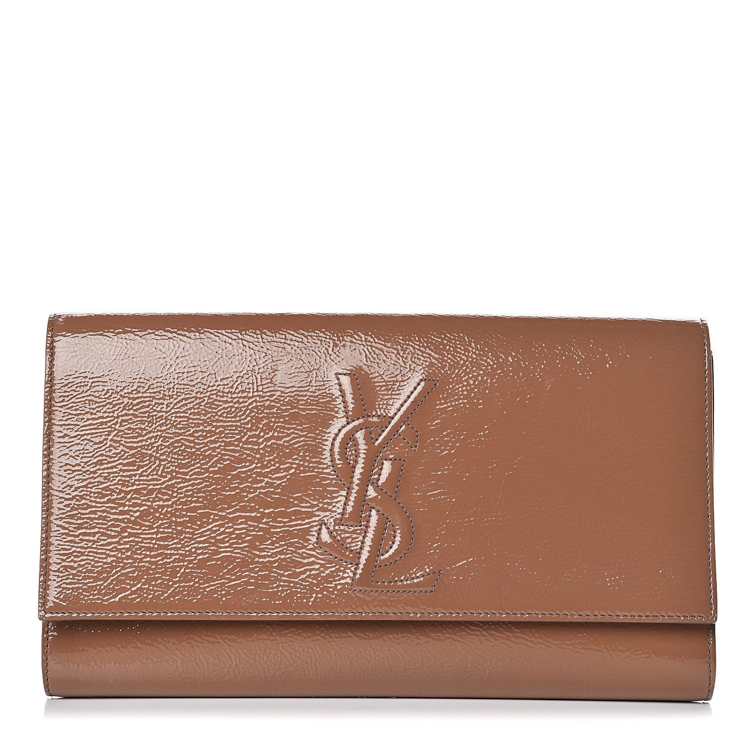 Textured Patent Calfskin Monogram Large Belle De Jour Clutch Nude