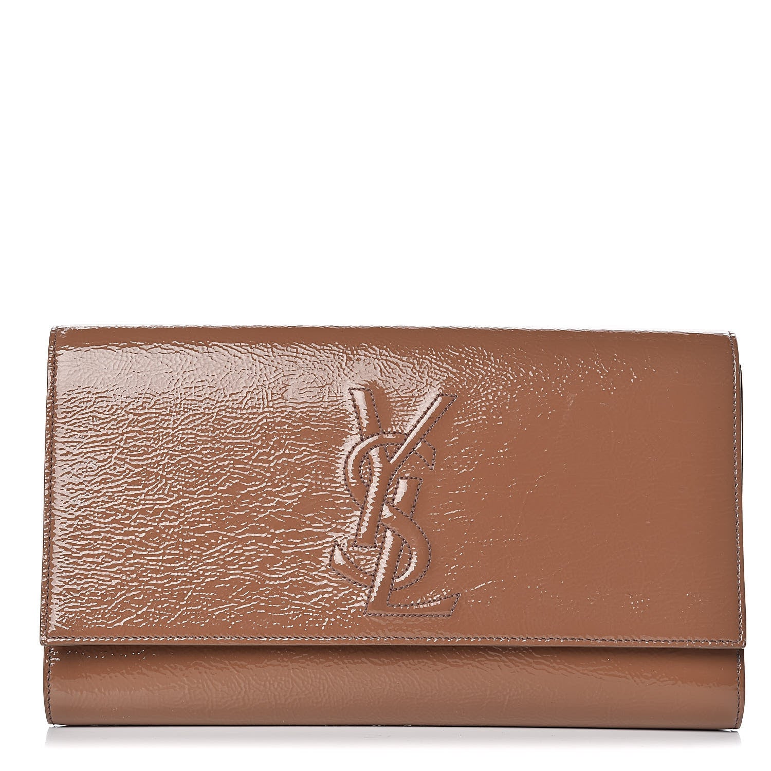 Saint Laurent Textured Patent Calfskin Monogram Large Belle De Jour Clutch Nude 1 of 11