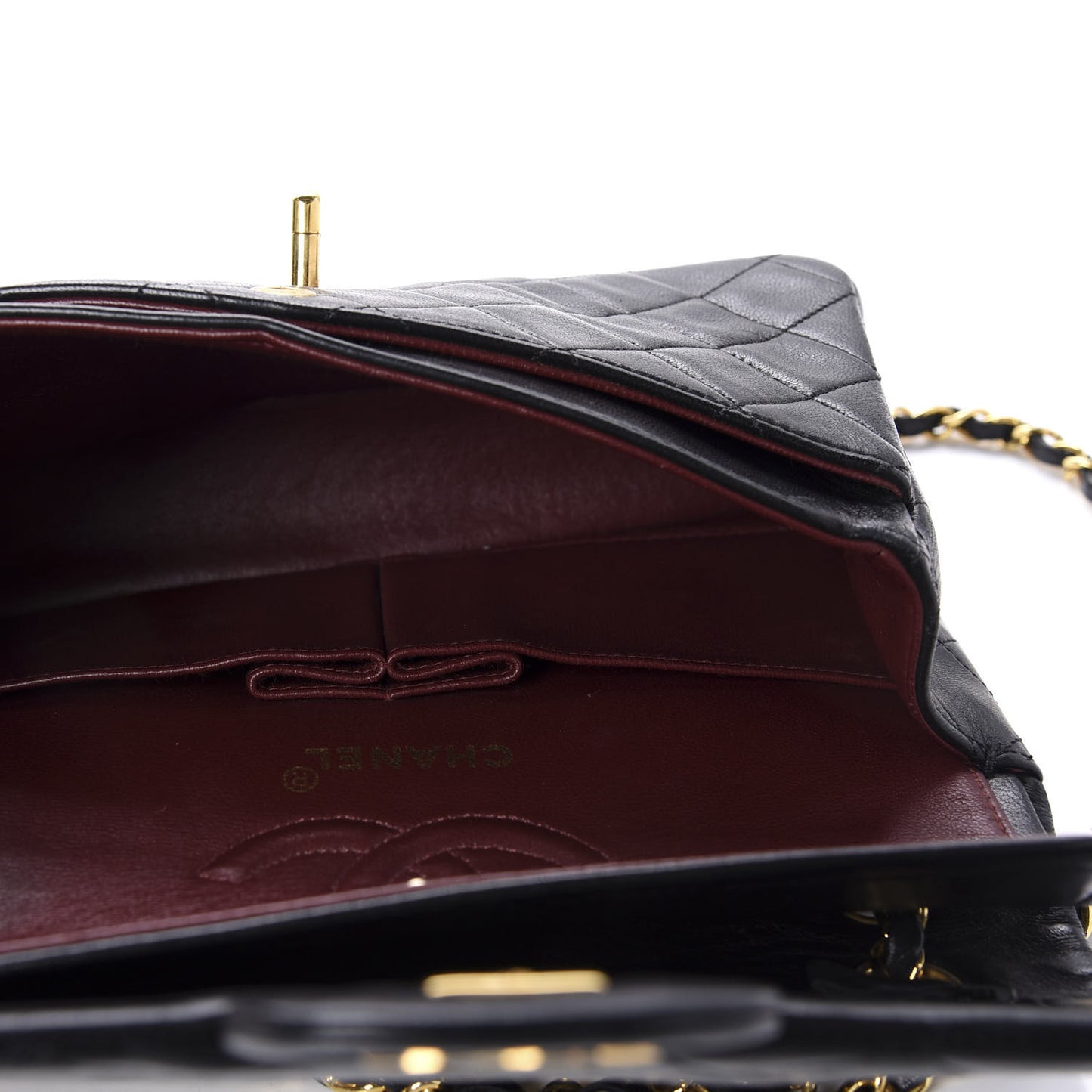 Lambskin Quilted Small Double Flap Black