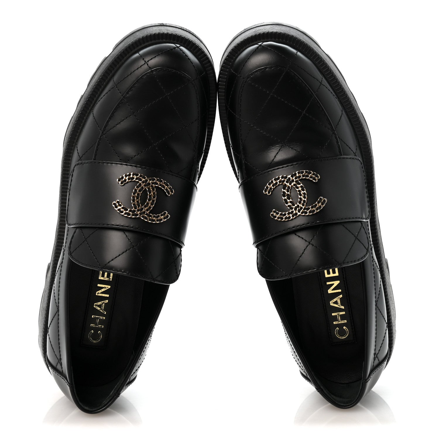 Chanel Calfskin Stitched CC Loafers 39 Black 2 of 10