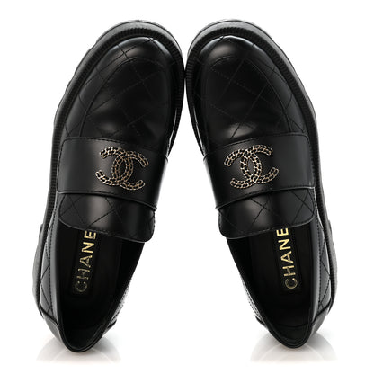 Chanel Calfskin Stitched CC Loafers 39 Black 2 of 10