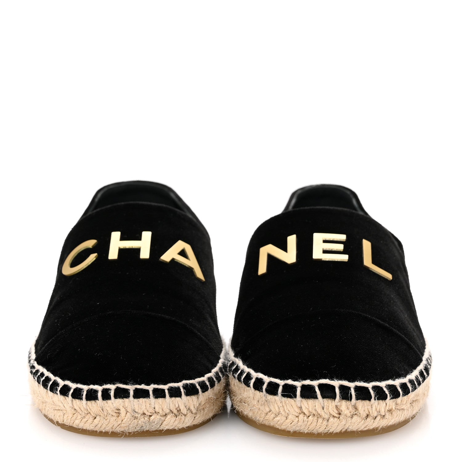 Chanel Velvet Logo Espadrilles 37 Black 3 of 9