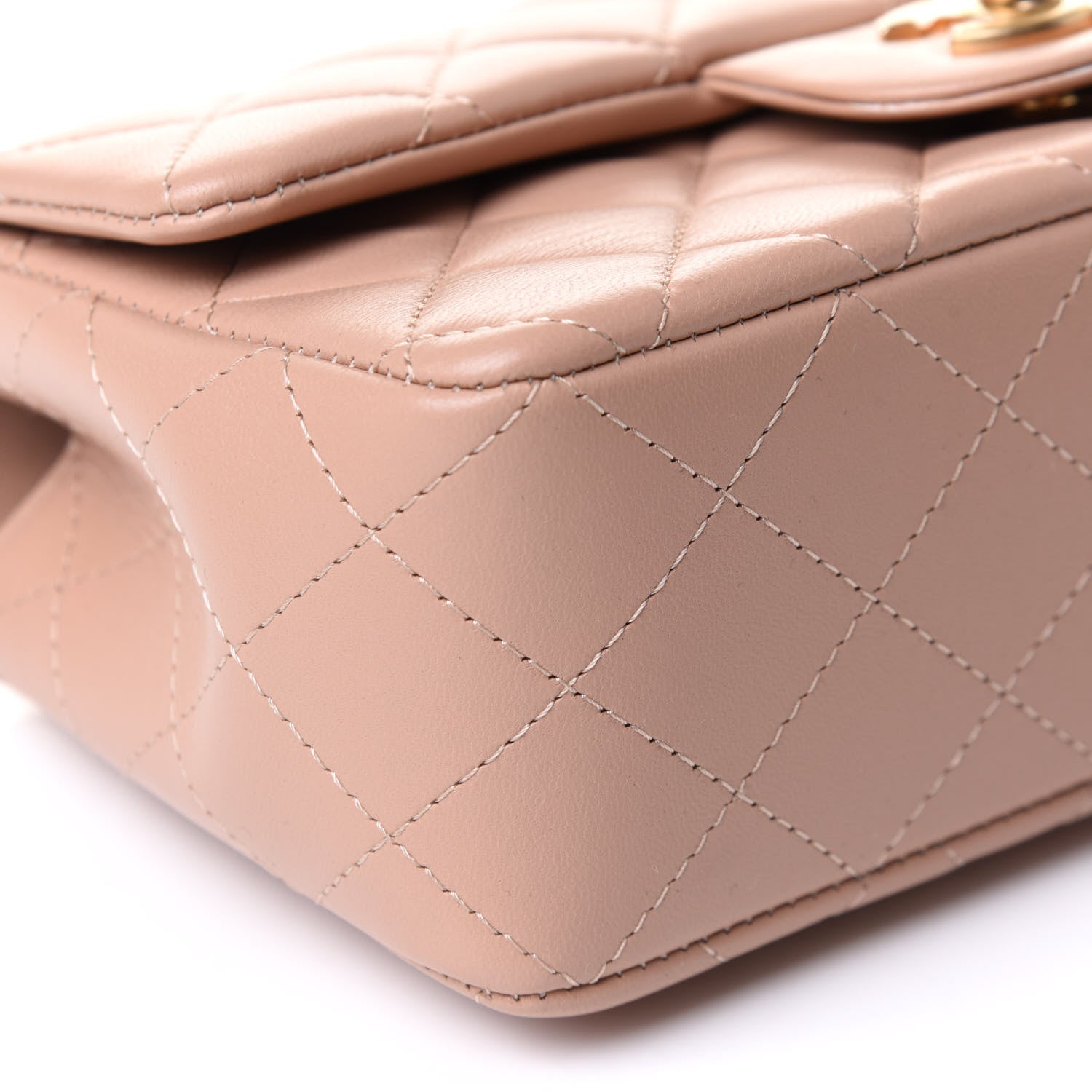 Chanel Lambskin Quilted Mini Top Handle Rectangular Flap Beige 9 of 13