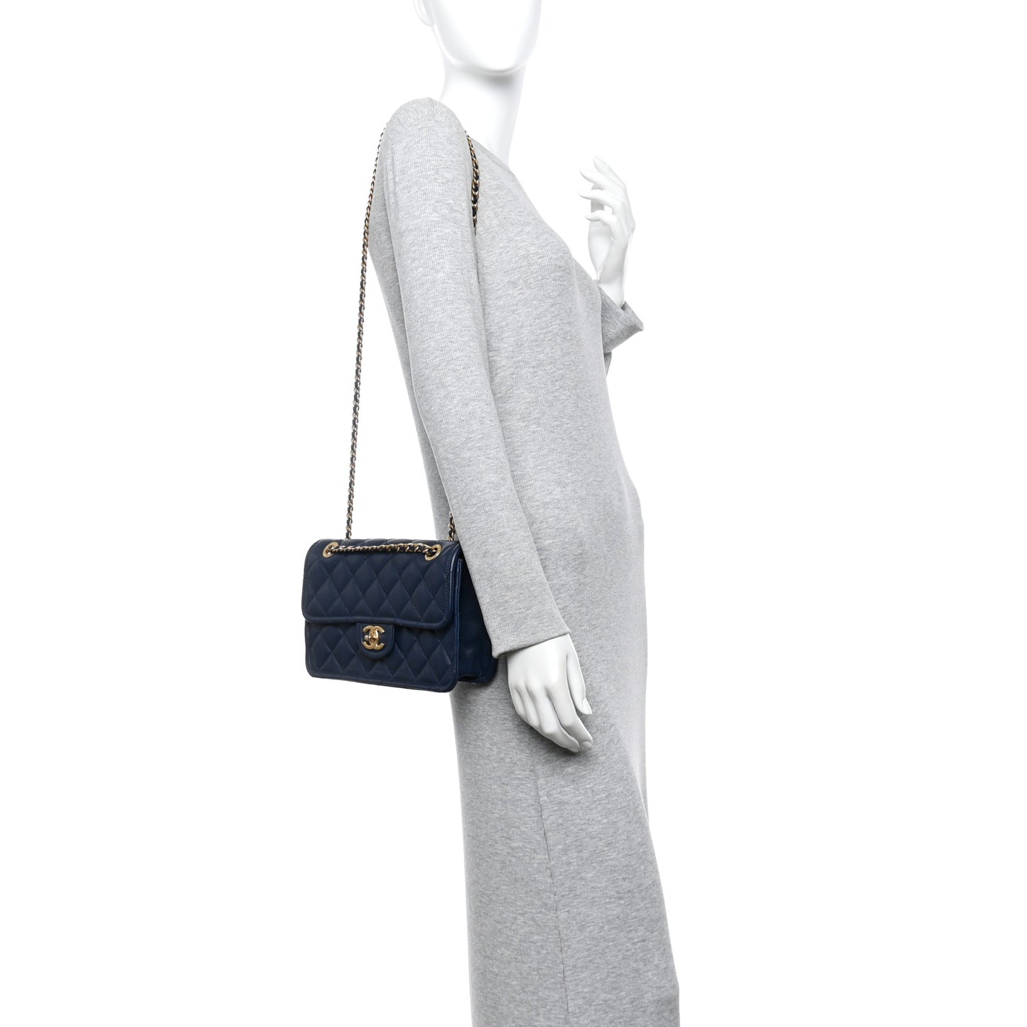 Caviar Quilted Medium Sweet Classic Flap Navy Blue