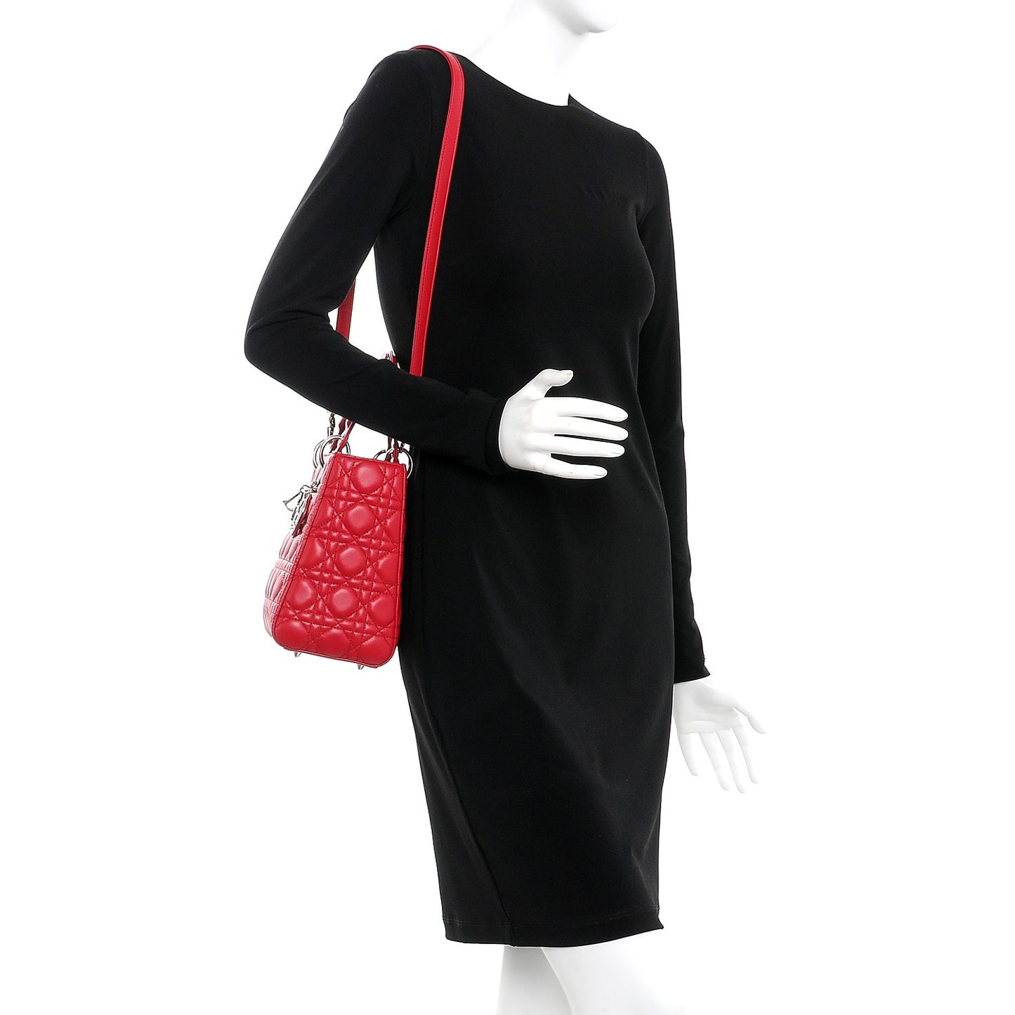 Lambskin Cannage Medium Lady Dior Red Carmin