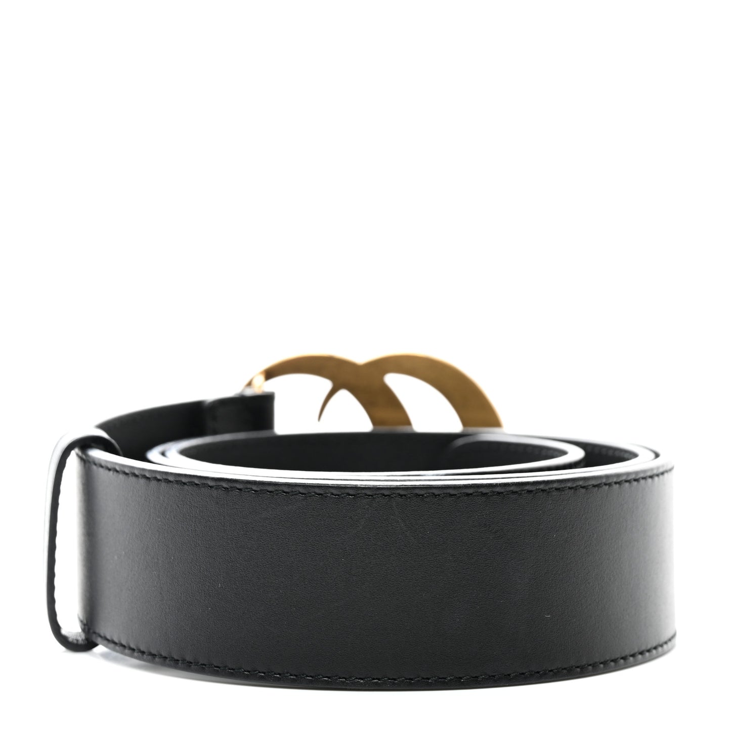 Moon Calfskin Pearl Double G 40mm Belt 85 34 Black Cream