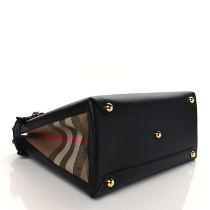 Burberry Grainy Calfskin House Check Medium Banner Tote Black 3 of 8