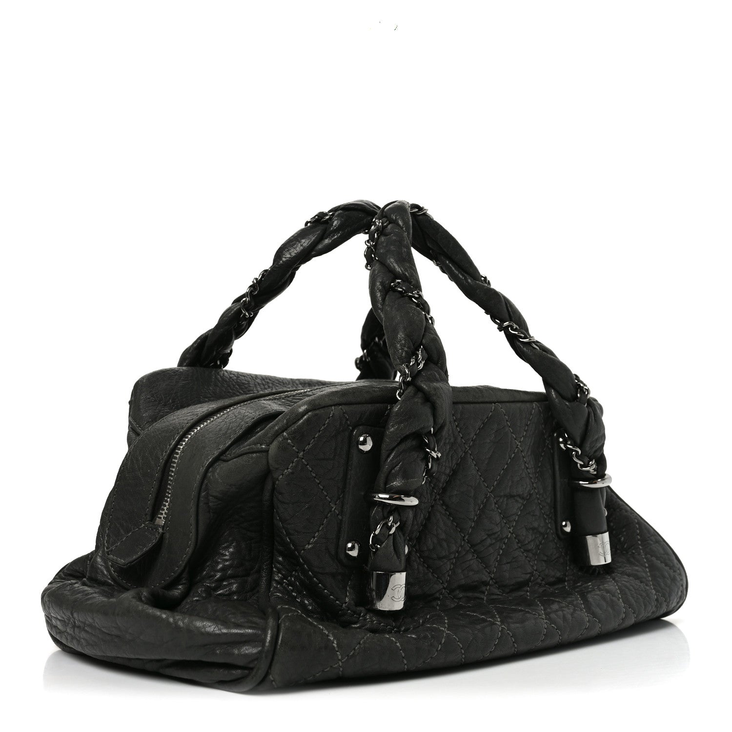 Chanel Distressed Lambskin Lady Braid Bowler Grey 3 of 10