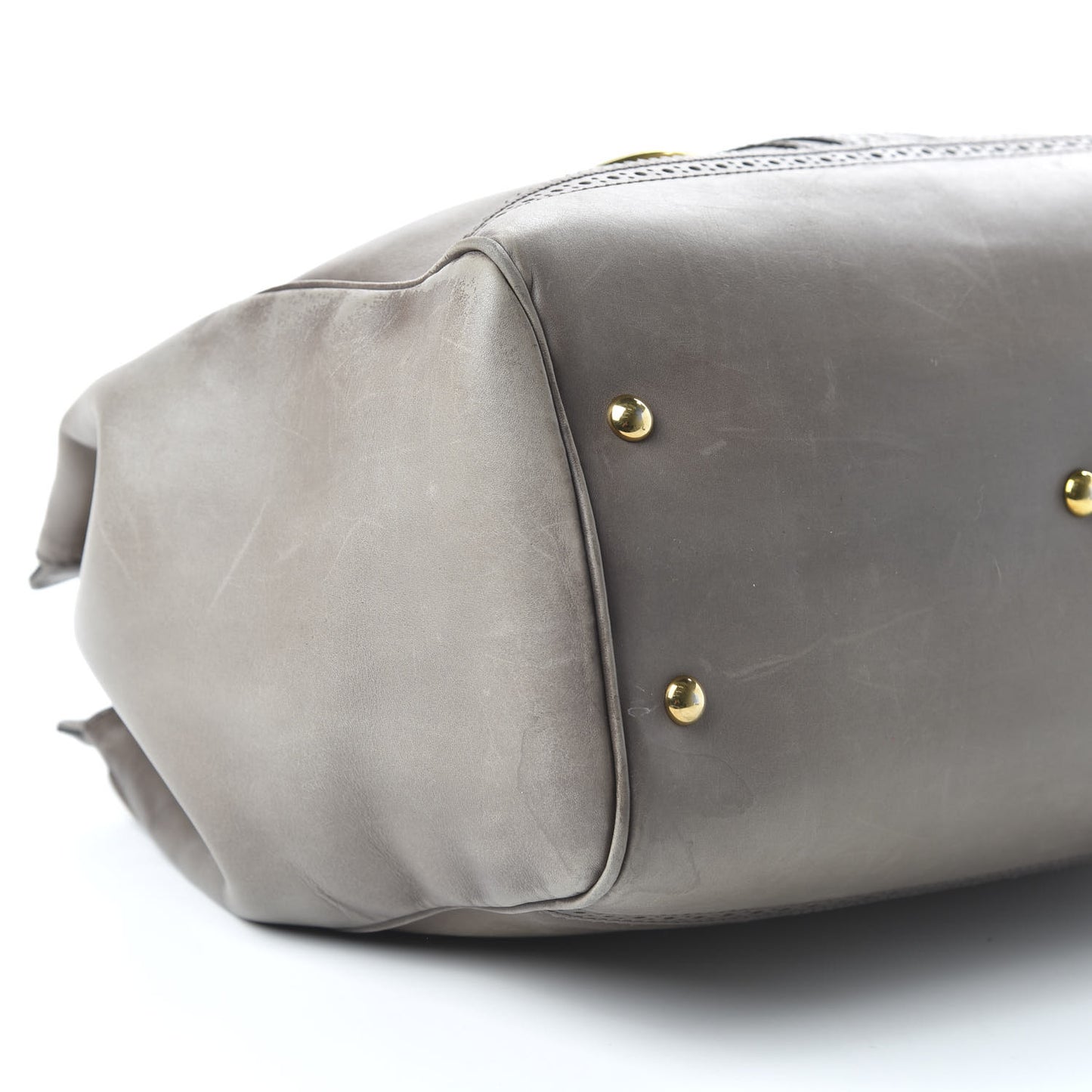 Calfskin Duilio Brogue Top Handle Bag Grey