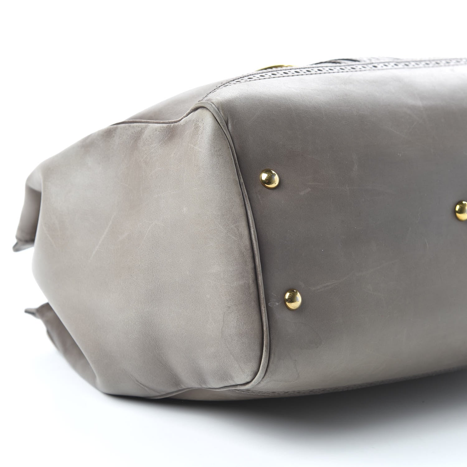 Gucci Calfskin Duilio Brogue Top Handle Bag Grey 6 of 10