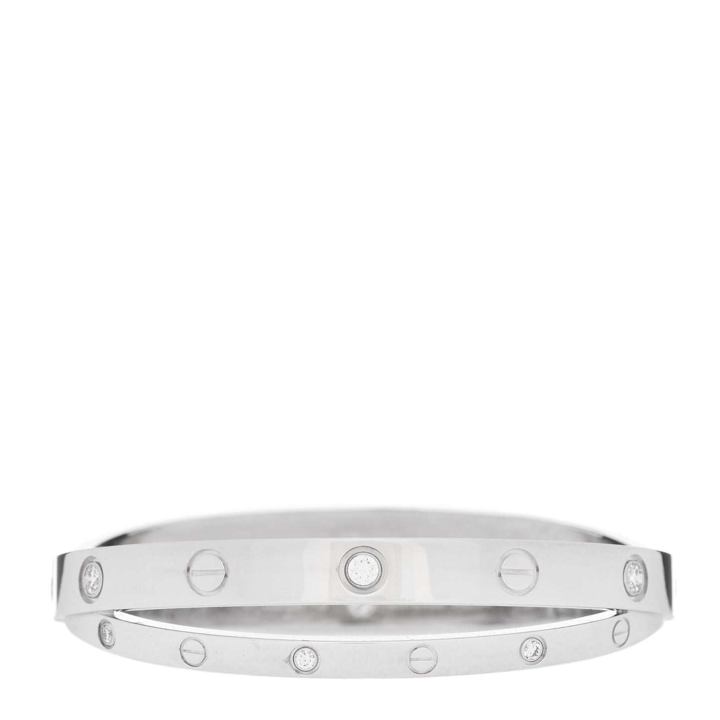 18K White Gold 12 Diamond Double LOVE Bracelet 16