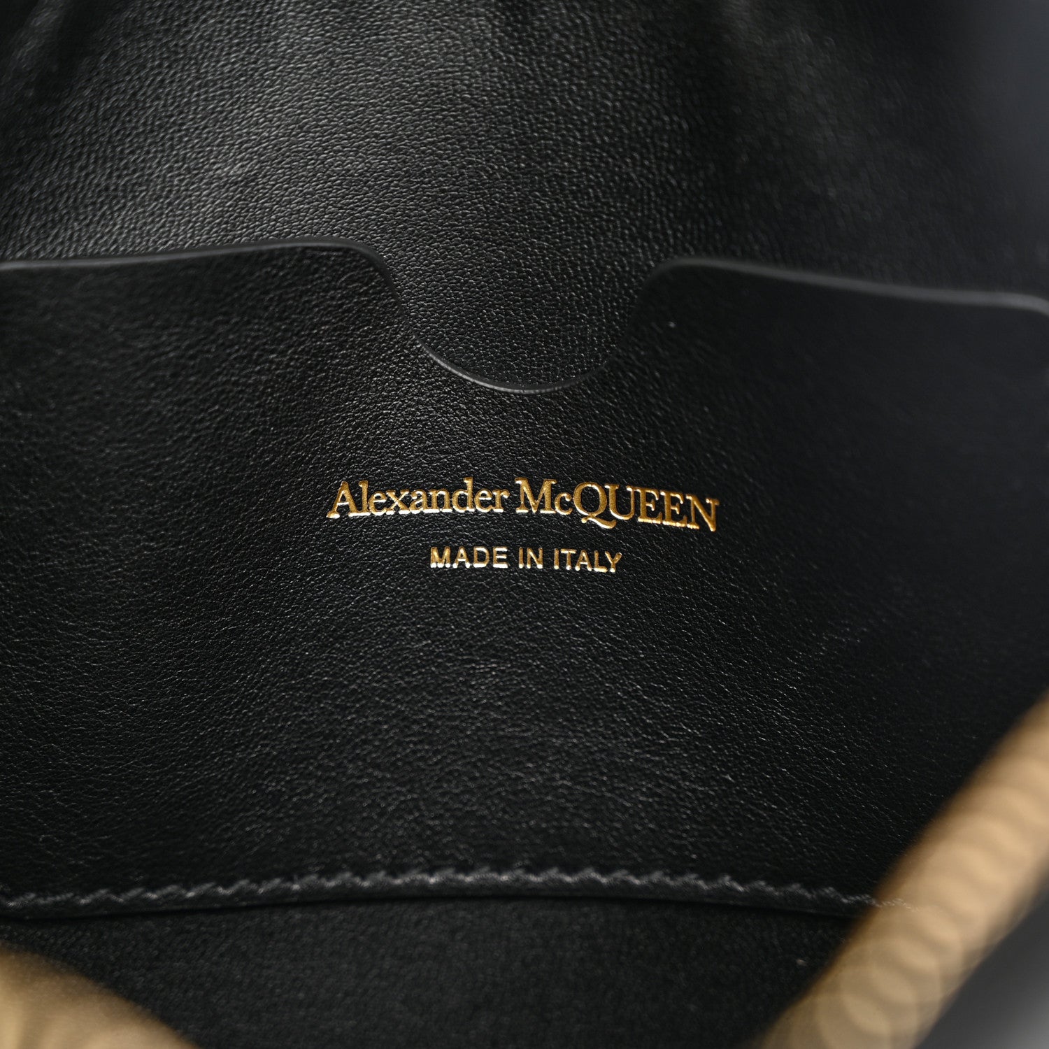 Alexander McQueen Calfskin Logo Zip Wristlet Pouch Black Red 6 of 9