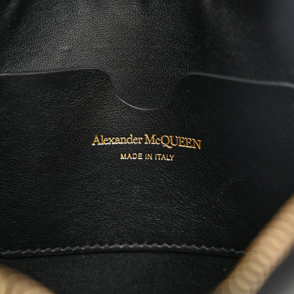 Alexander McQueen Calfskin Logo Zip Wristlet Pouch Black Red 6 of 9