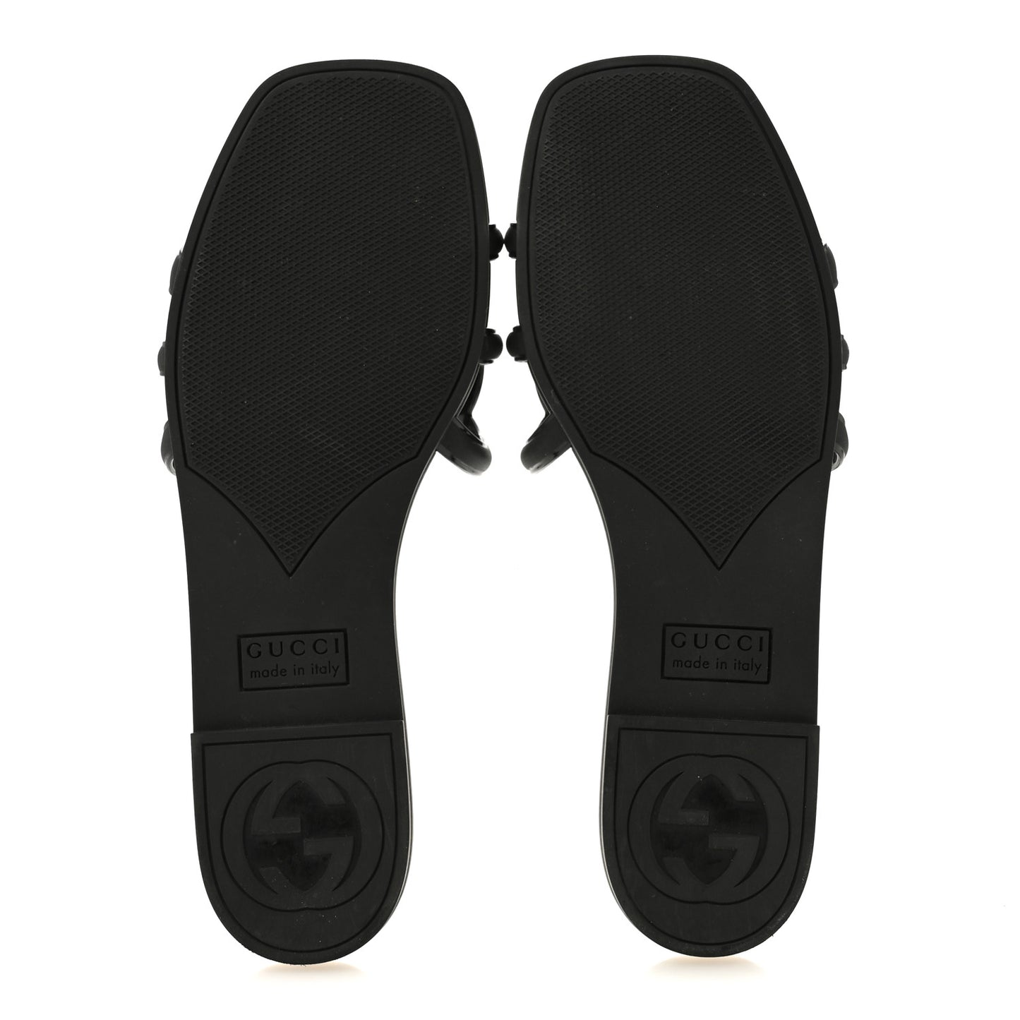 Rubber Womens Interlocking G Slide Sandals 36 Black