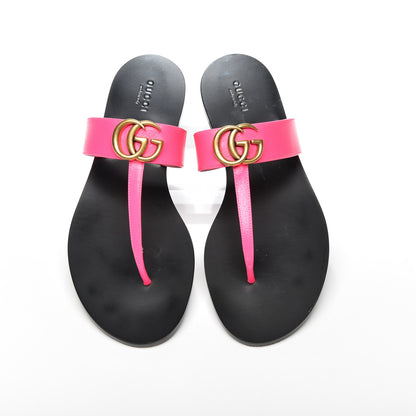 Gucci Calfskin GG Marmont Thong Sandals 40 Fuxia Fluo 5 of 10