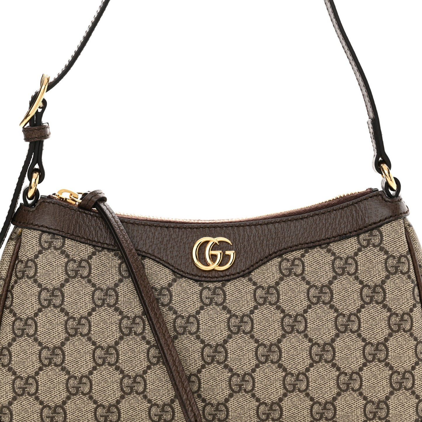 GG Supreme Monogram Textured Dollar Calfskin Small Ophidia Hobo Beige Ebony New Acero
